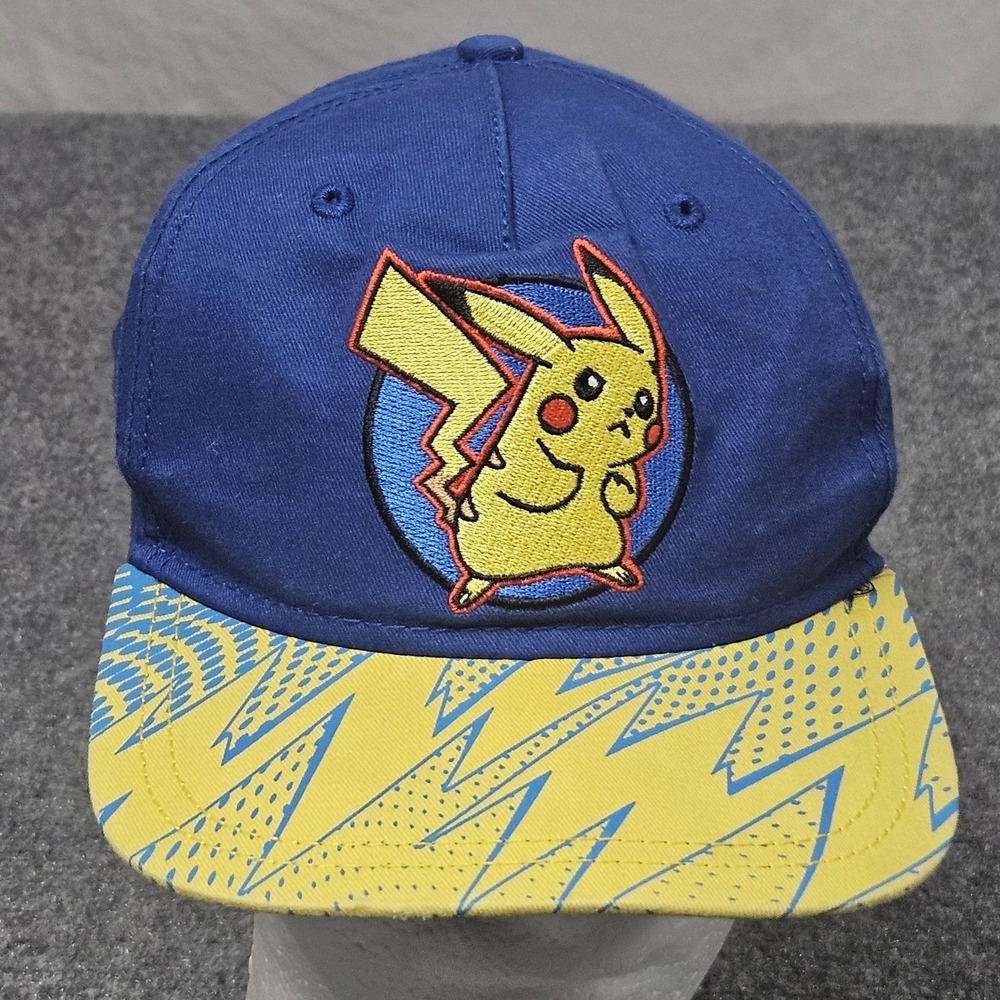 Pokemon‎ Pikachu Snapback Hat Youth Blue Yellow Lightning Bolt Cap Cartoon Kids